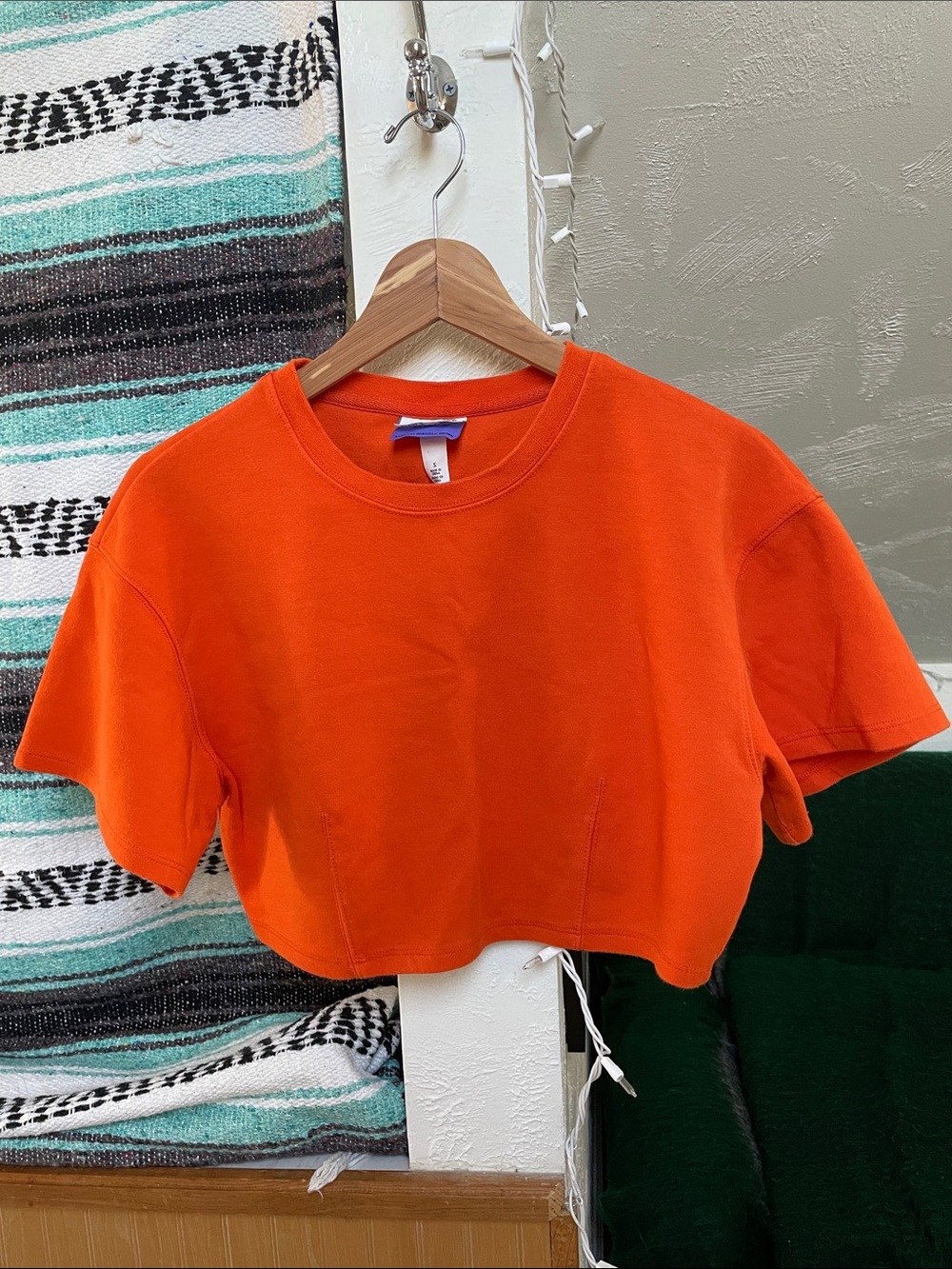 Future Collective orange crop top sweatshirt size s